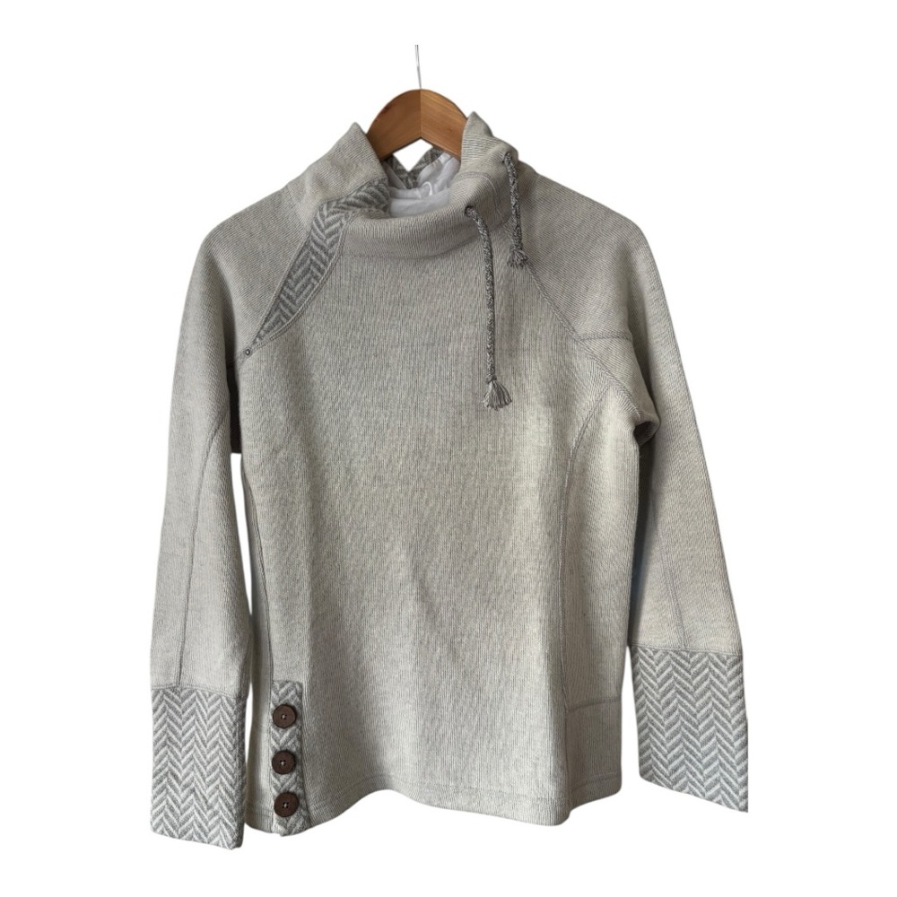Prana The Lucia Wool Women's Natural Cream Sweater Button Accents Size M - Picture 7 of 12